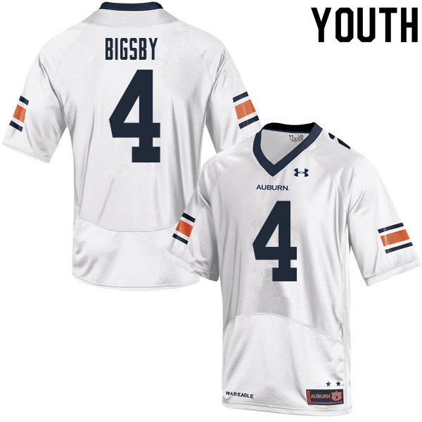 Auburn Tigers Youth Tank Bigsby #4 White Under Armour Stitched College 2020 NCAA Authentic Football Jersey CCF3074WG